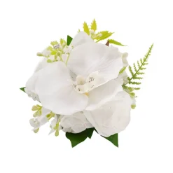 Real Touch Orchid & Rose Corsage Bracelet in Box White(12cmH