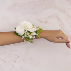 Real Touch Orchid & Rose Corsage Bracelet in Box White(12cmH