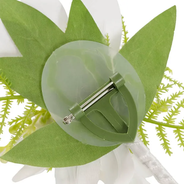 Real Touch Orchid Corsage Boutonniere in Box White (13cmH)