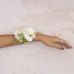 Real Touch Orchid x 3 Head Bracelet in Box White (12cmH)