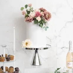 Real Touch Short Stem Rose x 3 Head Dusty Pink (36cmH)