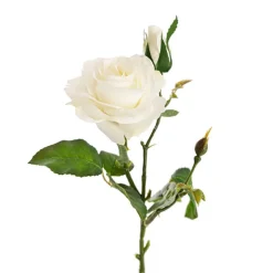 Real Touch Short Stem Rose x 3 Head White (36cmH)