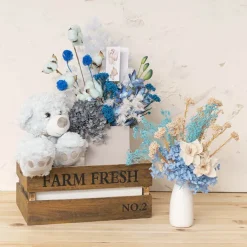 Real Touch Singapore Orchid x5 Flowers Ombre Blue (64cmH)