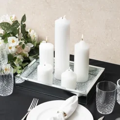 Rectange Crystal Mirror Tray Silver (35x25x5.5cmH)