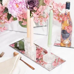 Rectangle Mirror Glass Bevelled Plate Pack2 Silver(40x15cmH)