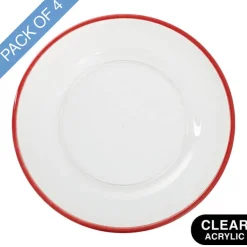 Red Rim Charger Plate Pack 4 Clear (33cmD)