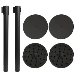 Retractable Barrier Post Bollard Set 2 Black (32cmDx92cmH)