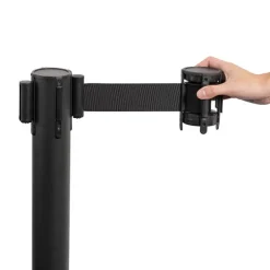 Retractable Bollard Barrier Belt Pack 2 Black (2mL)