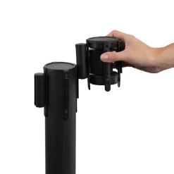 Retractable Bollard Barrier Belt Pack 2 Black (2mL)