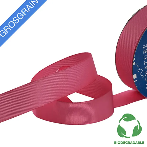 Ribbon Bio-Poly Blend Grosgrain Hot Pink (25mmx25m)