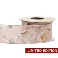 Ribbon Chiffon Fabulous Florals Sewn Edge Pink (50mmx10m)