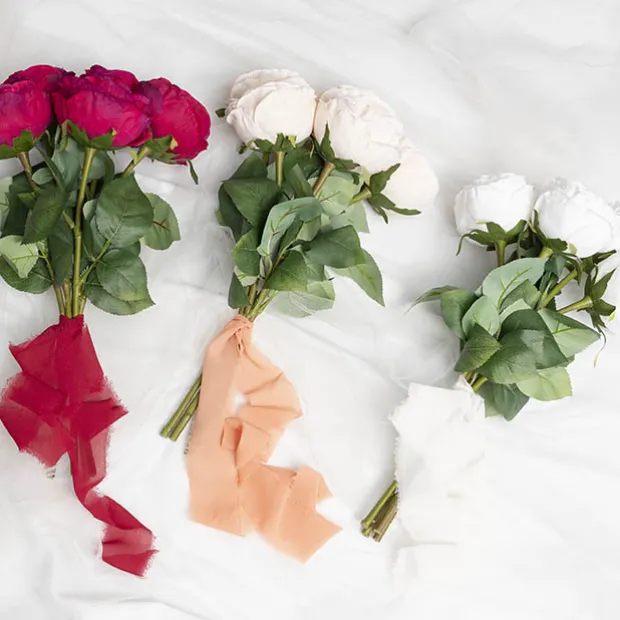 Ribbon Chiffon Fray Edge Wood Spool Peach Apricot (48mmx20m)