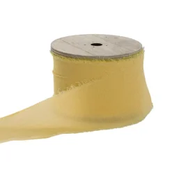Ribbon Chiffon Frayed Edge Wood Spool Buttercream (48mmx20m)
