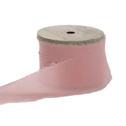 Ribbon Chiffon Frayed Edge Wood Spool Soft Pink (48mmx20m)