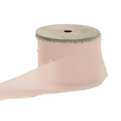 Ribbon Chiffon Frayed Edge Wood Spool Blushing (48mmx20m)