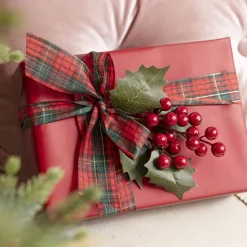 Ribbon Fabric Tartan Plaid Cut Edge Green Red (38mmx20m)