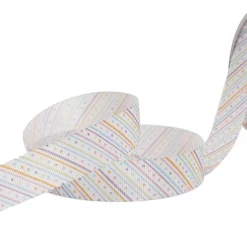 Ribbon Grosgrain Pastel Delight on White (25mmx25m)