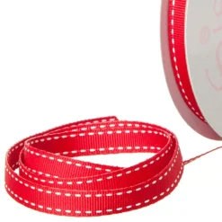 Ribbon Grosgrain Saddle Stitch Red (10mmx20m)