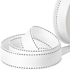 Ribbon Grosgrain Saddle Stitch White (25mmx20m)