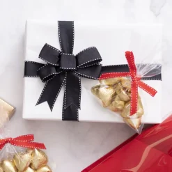 Ribbon Grosgrain Saddle Stitch Black (25mmx20m)