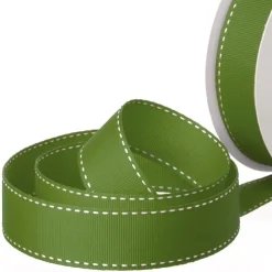 Ribbon Grosgrain Saddle Stitch Moss (25mmx20m)