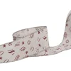 Ribbon Linen Wire Edge Christmas Motif White Red (60mmx20m)
