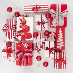 Ribbon Linen Wire Edge HOHOHO Gold White Red (60mmx20m)