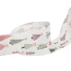 Ribbon Linen Wire Edge Pastel Xmas Trees White (60mmx20m)