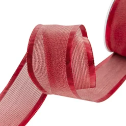 Ribbon Metallic Shimmer Wire Edge Red (50mmx20m)