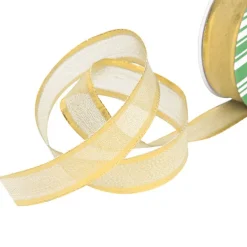 Ribbon Metallic Shimmer Wire Edge Gold (25mmx20m)
