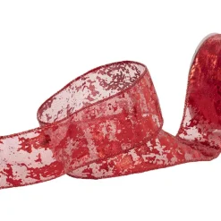 Ribbon Organza Wire Edge Flecked Red (60mmx20m)