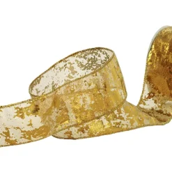 Ribbon Organza Wire Edge Flecked Gold (60mmx20m)