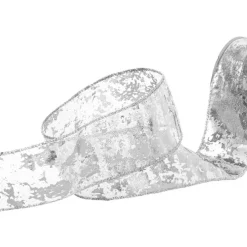 Ribbon Organza Wire Edge Flecked Silver (60mmx20m)