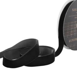 Ribbon Premium Plush Velvet Woven Edge Black (25mmx20m)