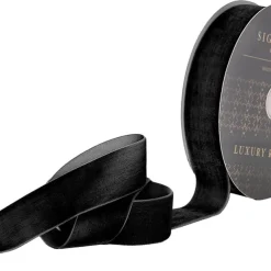 Ribbon Premium Plush Velvet Woven Edge Black (38mmx20m)