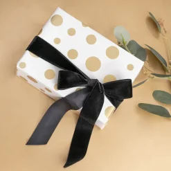 Ribbon Premium Plush Velvet Woven Edge Black (38mmx20m)