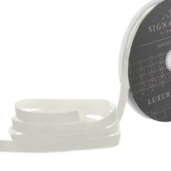 Ribbon Premium Plush Velvet Woven Edge White (15mmx20m)