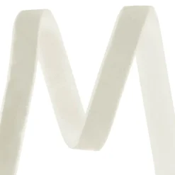 Ribbon Premium Plush Velvet Woven Edge White (15mmx20m)