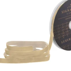 Ribbon Premium Plush Velvet Woven Edge Ivory (15mmx20m)