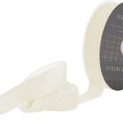 Ribbon Premium Plush Velvet Woven Edge White (38mmx20m)