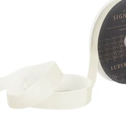 Ribbon Premium Plush Velvet Woven Edge White (25mmx20m)