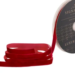 Ribbon Premium Plush Velvet Woven Edge Red (15mmx20m)