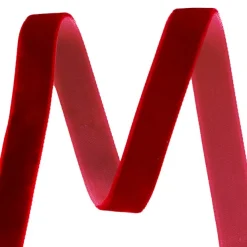 Ribbon Premium Plush Velvet Woven Edge Red (15mmx20m)