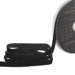 Ribbon Premium Plush Velvet Woven Edge Black (15mmx20m)
