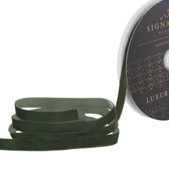 Ribbon Premium Plush Velvet Woven Edge Moss Green (15mmx20m)