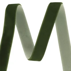 Ribbon Premium Plush Velvet Woven Edge Moss Green (15mmx20m)