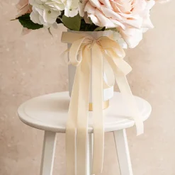 Ribbon Premium Plush Velvet Woven Edge Ivory (25mmx20m)