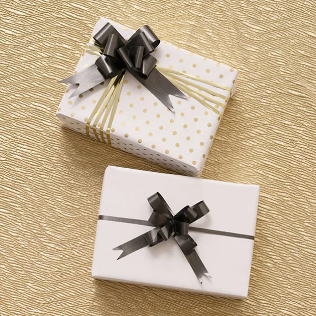 Ribbon Pull Bow Black (32mmx53cm) Pack 25