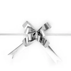 Ribbon Pull Bow Metallic Silver (18mmx53cm) Pack 25