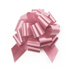 Ribbon Pull Bow Pom Pom Baby Pink (32mmx12.5cm) Pack 5